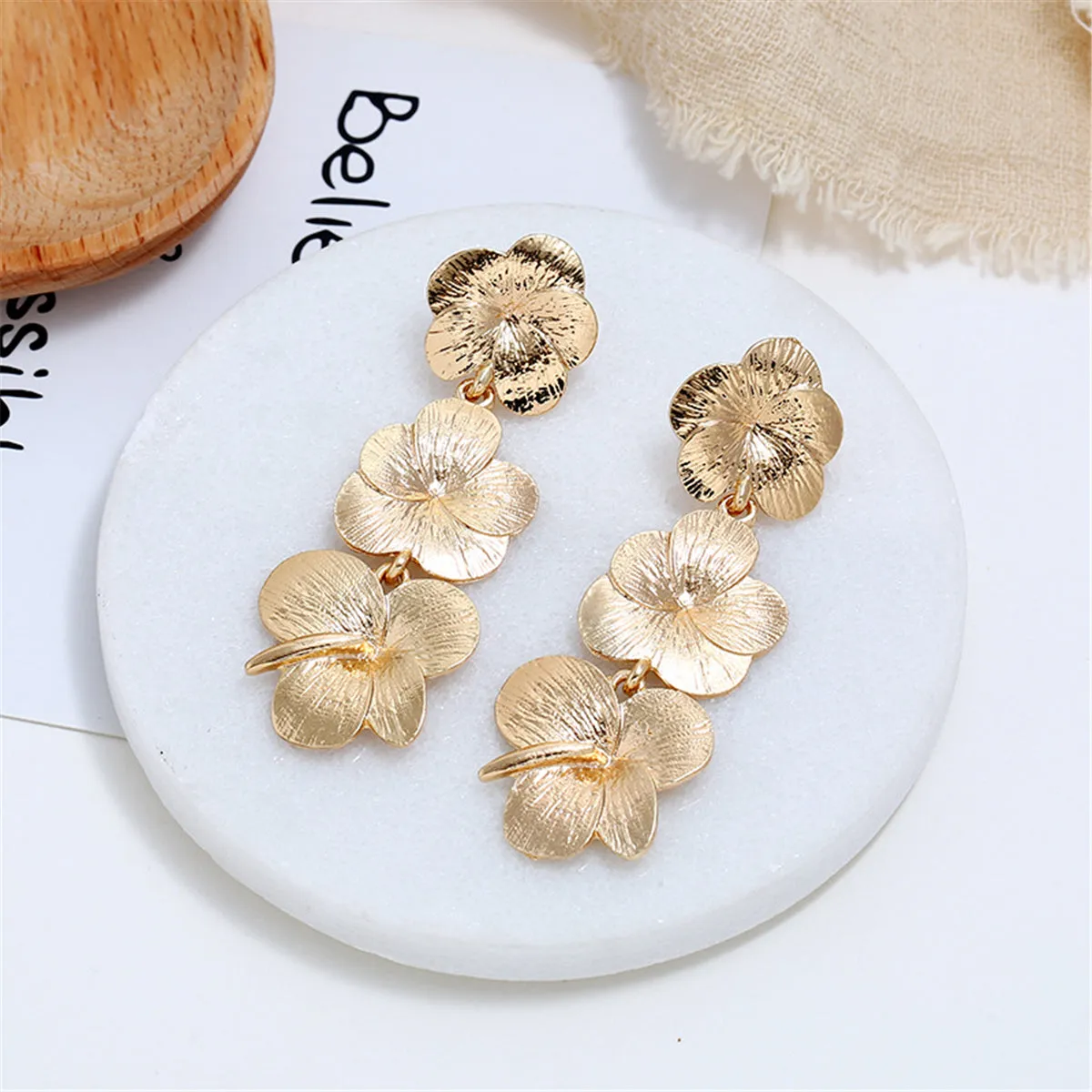 18K Gold-Plated Flower Drop Earrings