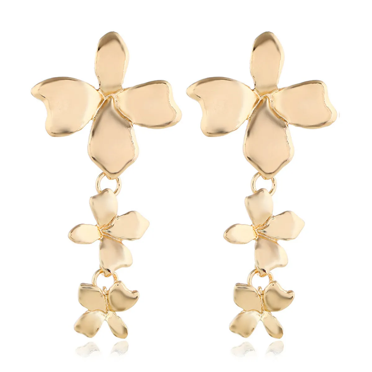 18K Gold-Plated Flower-Link Drop Earrings