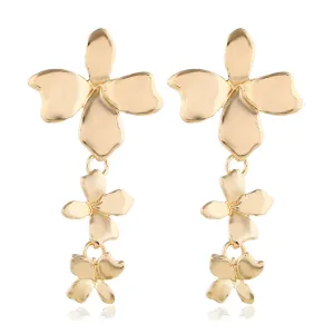 18K Gold-Plated Flower-Link Drop Earrings