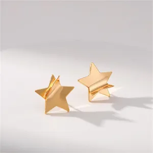 18K Gold-Plated Folded Star Stud Earrings