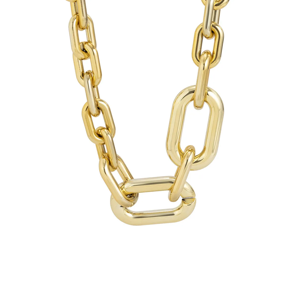18K Gold-Plated Graduated Oval Chain Necklace