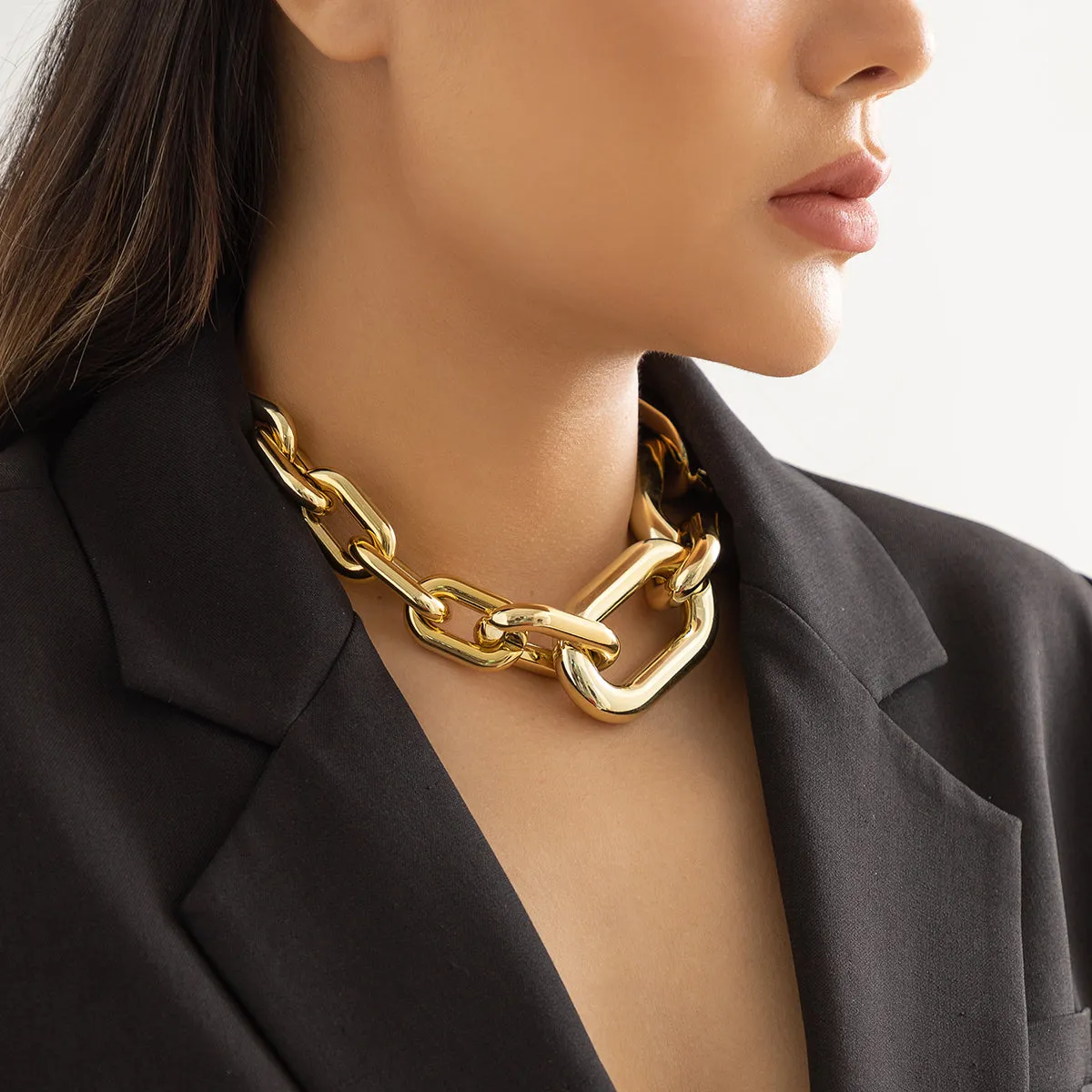 18K Gold-Plated Graduated Oval Chain Necklace
