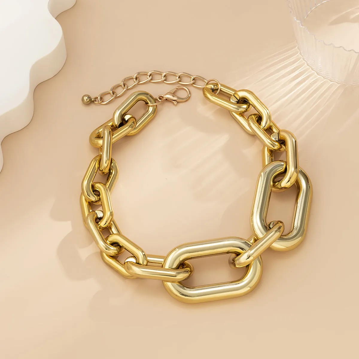 18K Gold-Plated Graduated Oval Chain Necklace