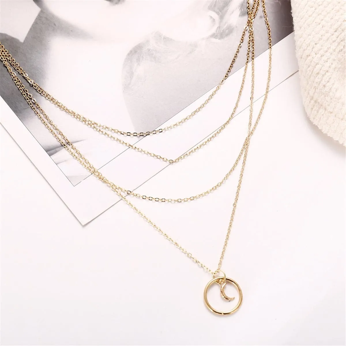 18K Gold-Plated Heart & Star Layered Pendant Necklace