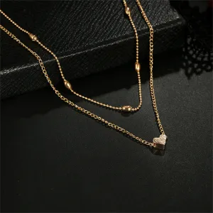 18K Gold-Plated Heart Ball Chain Layered Pendant Necklace