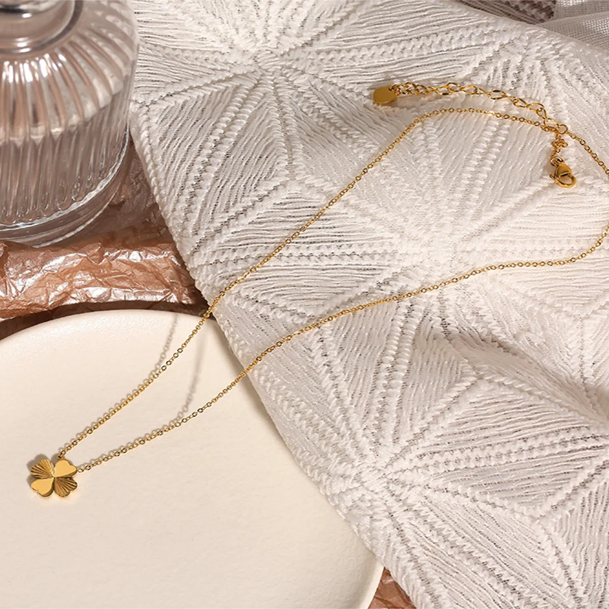18K Gold-Plated Heart Clover Pendant Necklace