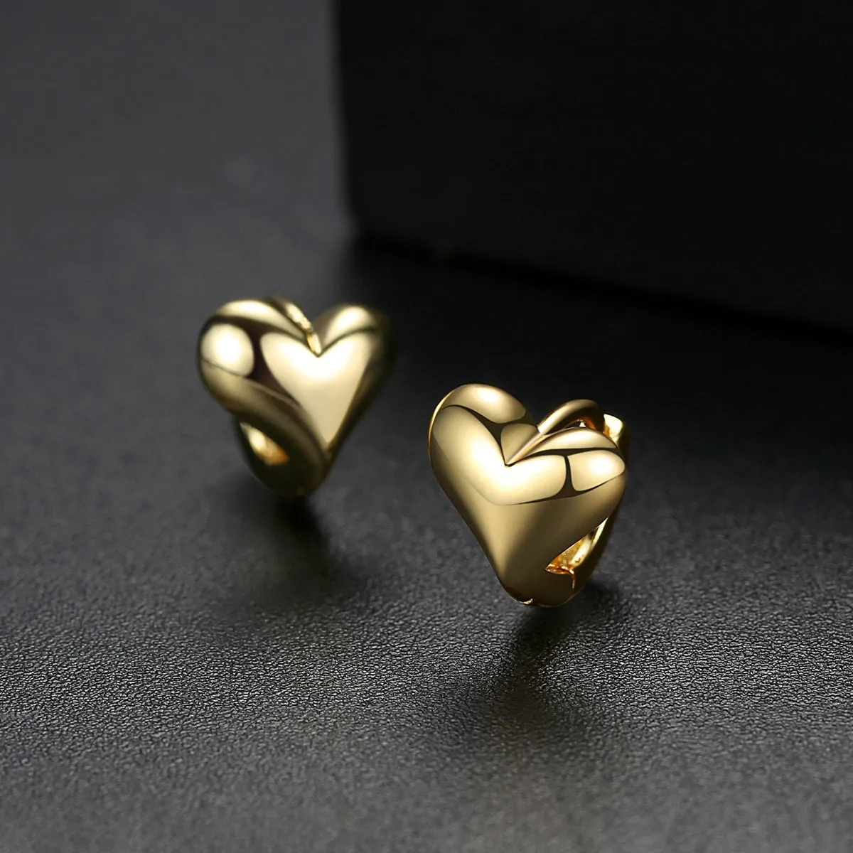 18K Gold-Plated Heart Huggie Earrings