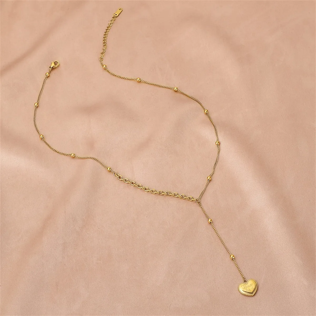 18K Gold-Plated Heart Lariat Necklace