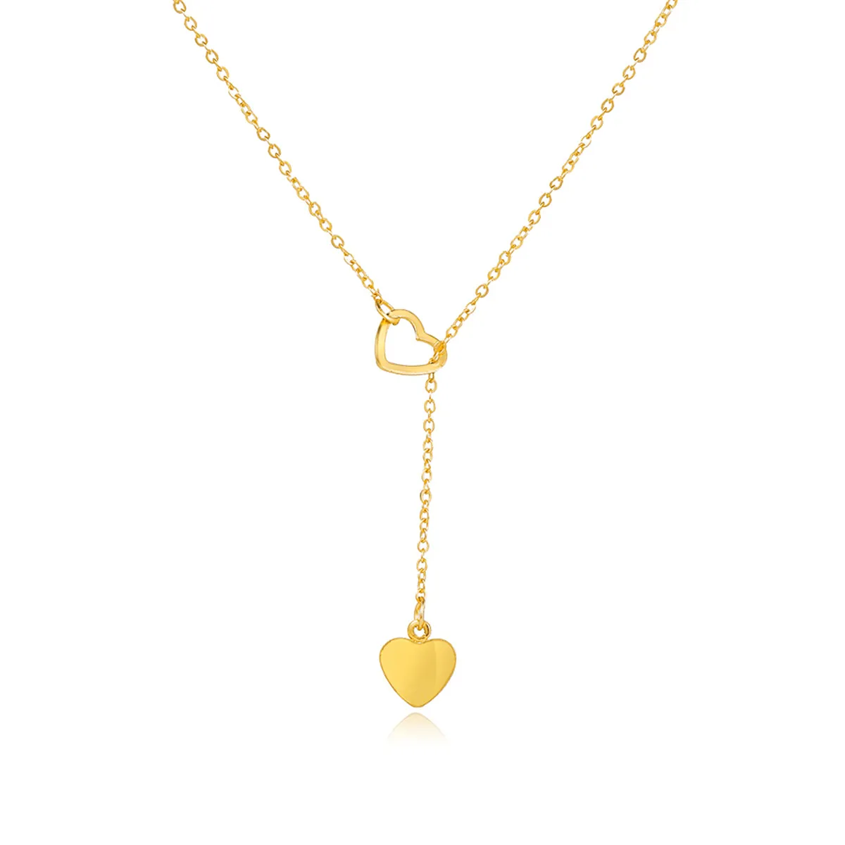 18K Gold-Plated Heart Lariat Necklace