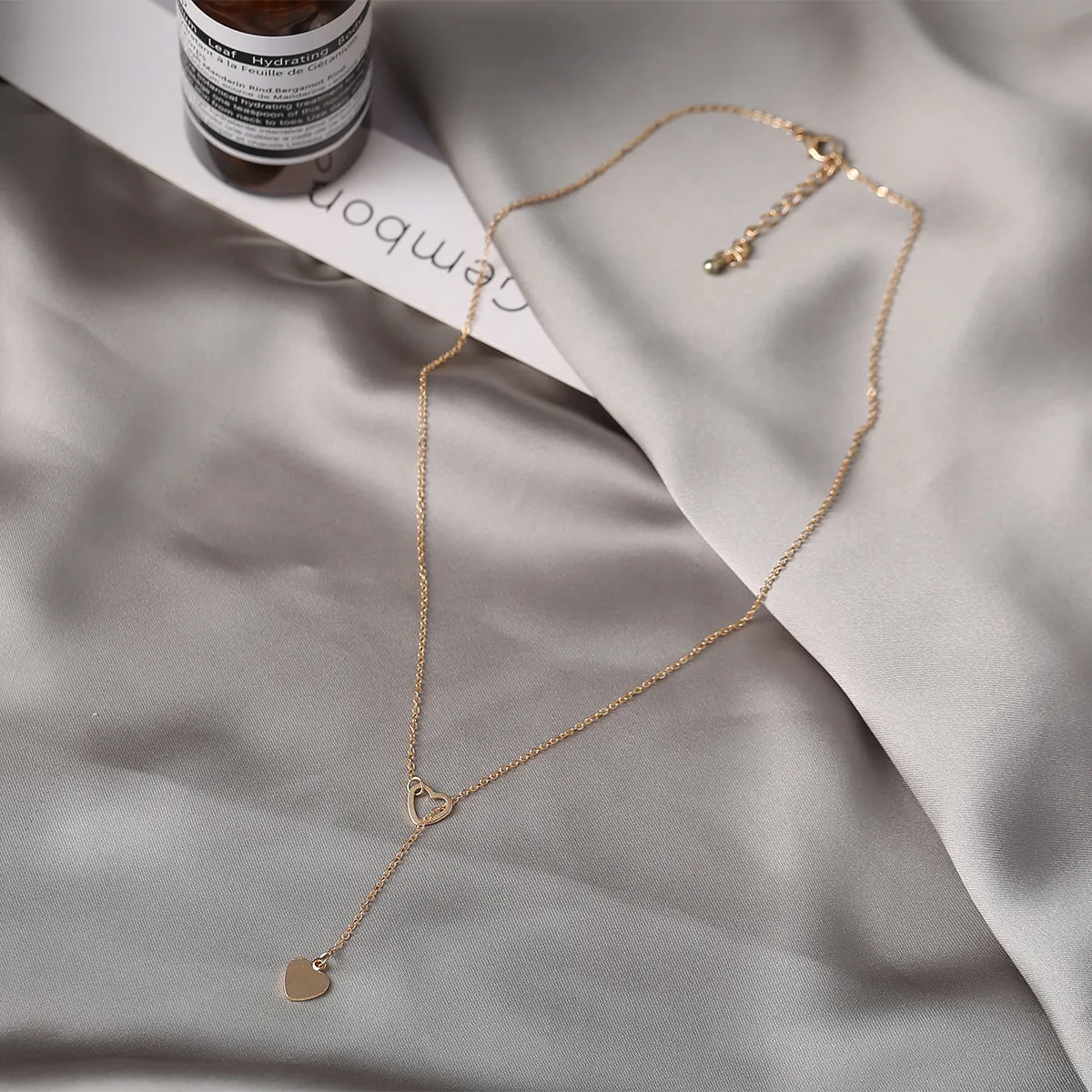 18K Gold-Plated Heart Lariat Necklace