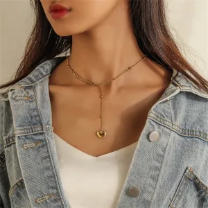 18K Gold-Plated Heart Lariat Necklace
