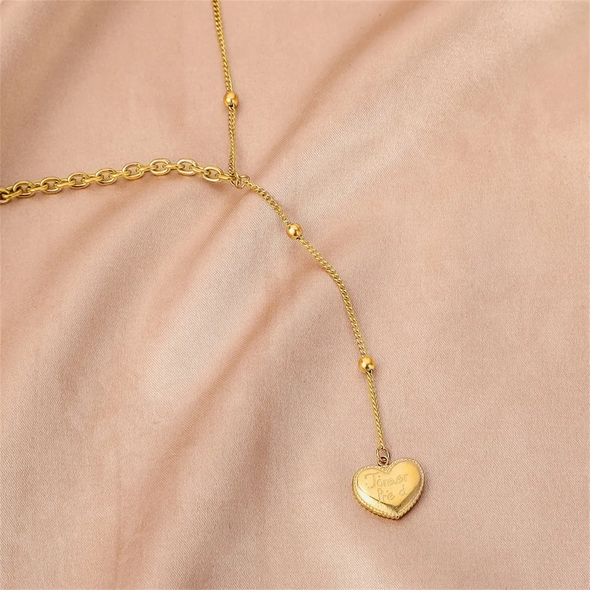 18K Gold-Plated Heart Lariat Necklace