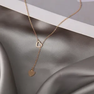 18K Gold-Plated Heart Lariat Necklace