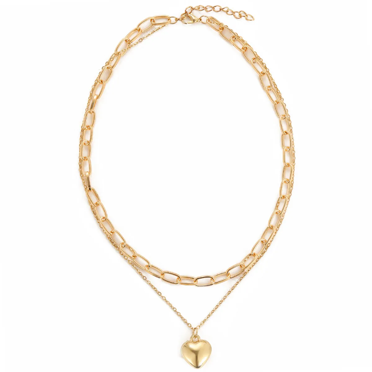 18K Gold-Plated Heart Pendant Layered Necklace