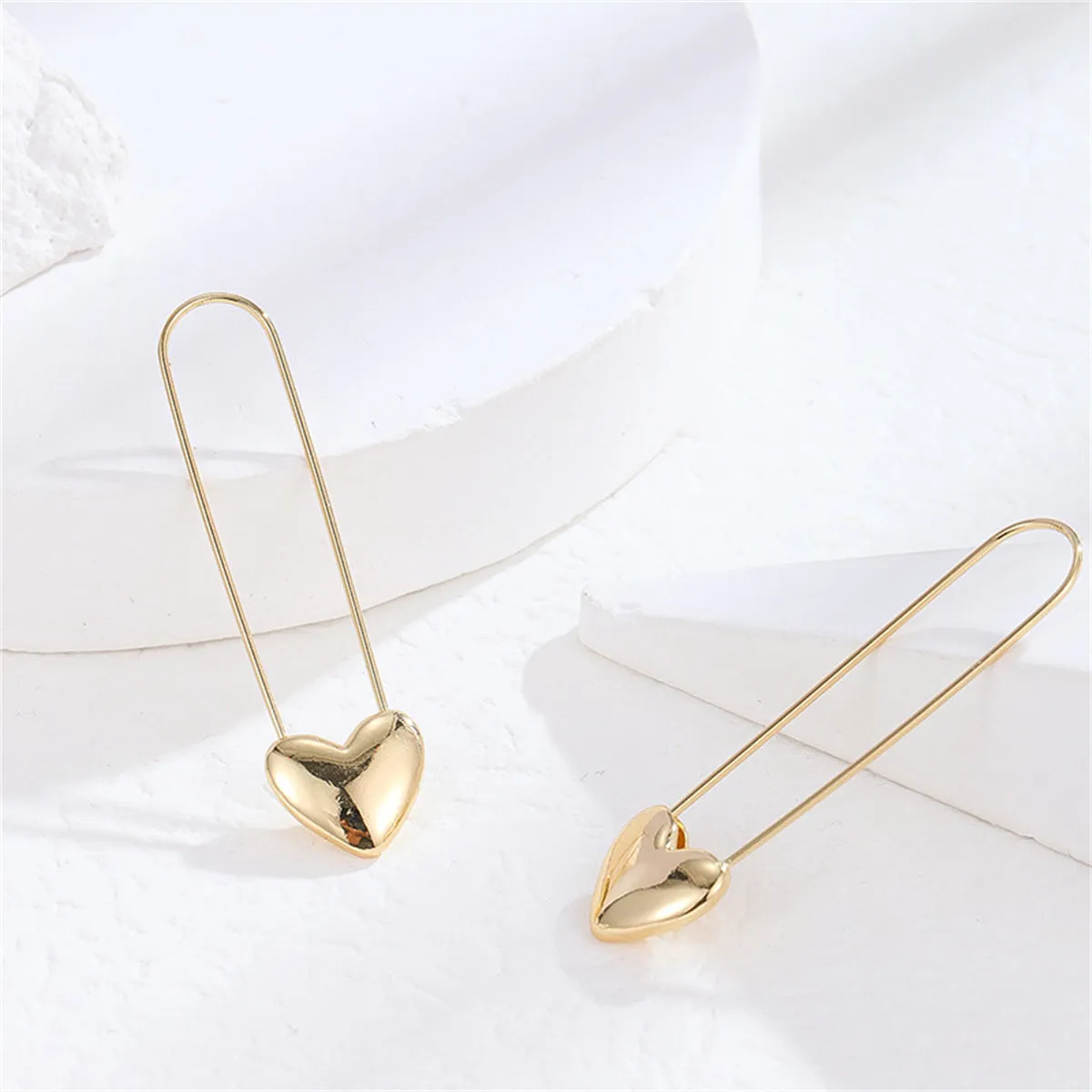 18K Gold-Plated Heart Pin Earrings