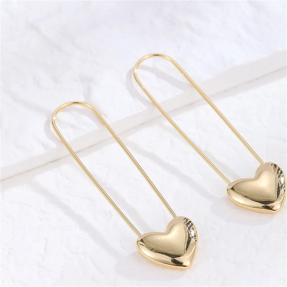 18K Gold-Plated Heart Pin Earrings