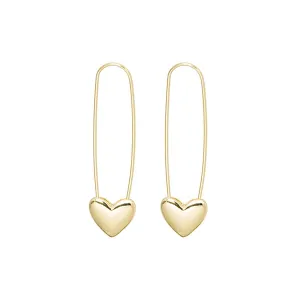 18K Gold-Plated Heart Pin Earrings