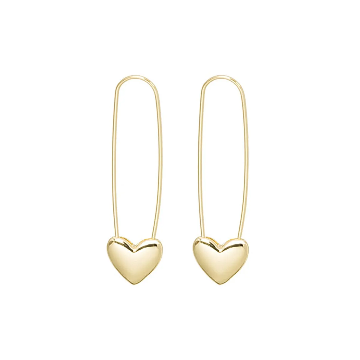18K Gold-Plated Heart Pin Earrings