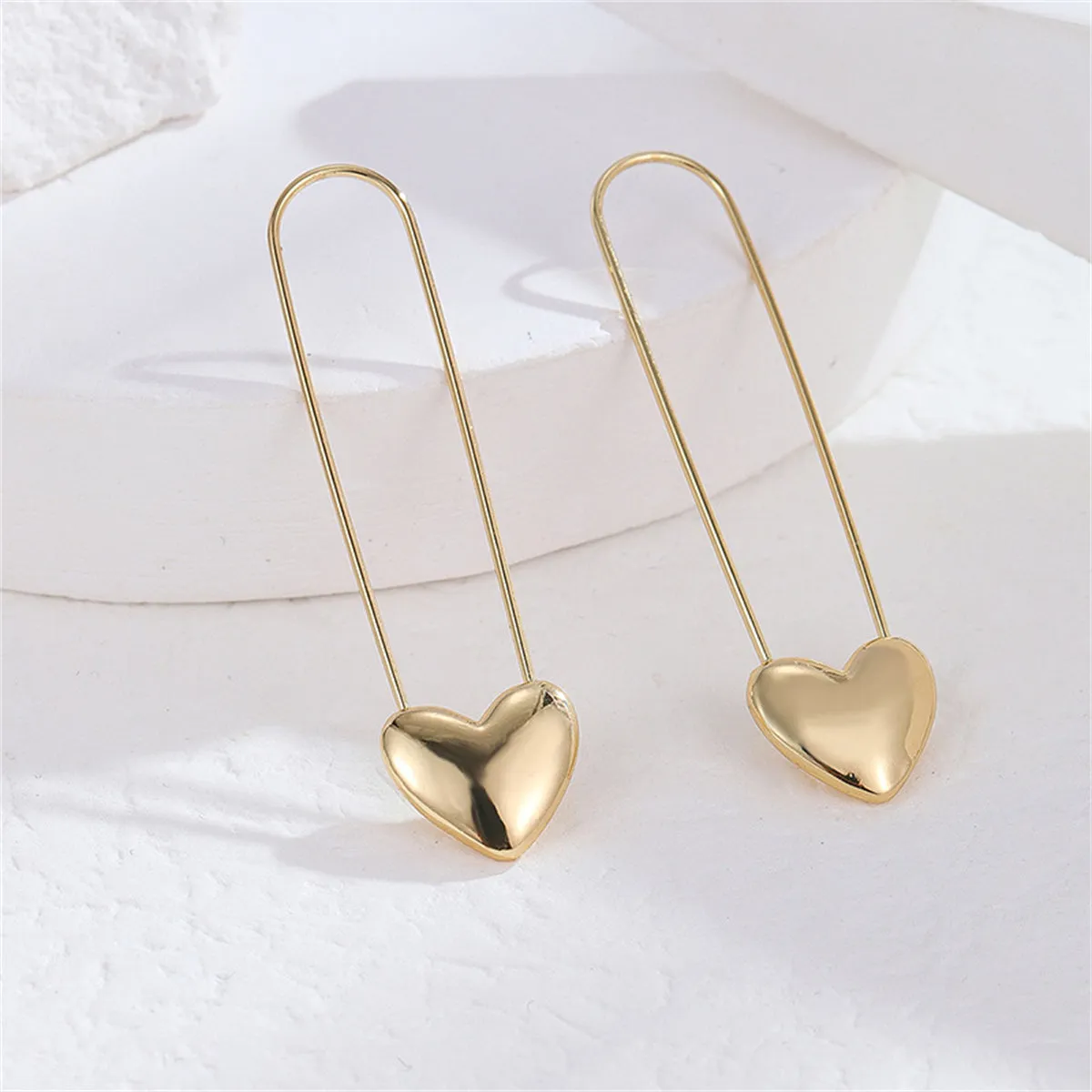 18K Gold-Plated Heart Pin Earrings