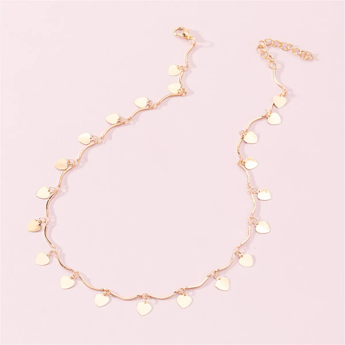 18K Gold-Plated Heart Tassel Choker Necklace