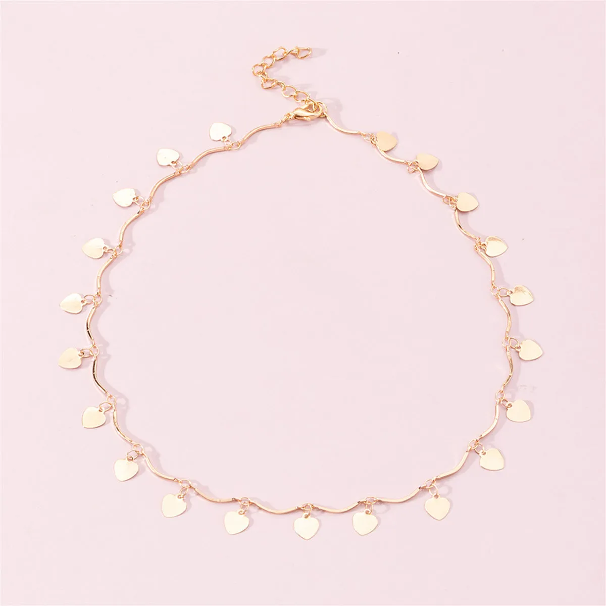18K Gold-Plated Heart Tassel Choker Necklace