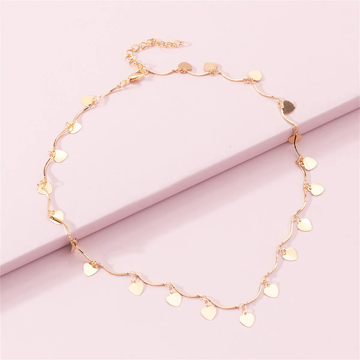 18K Gold-Plated Heart Tassel Choker Necklace