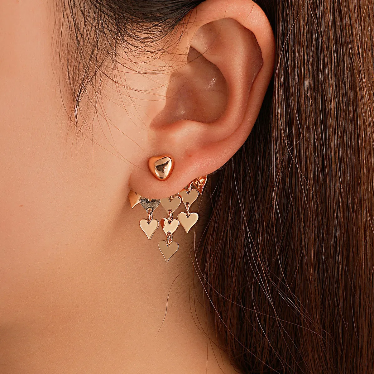 18K Gold-Plated Heart Tassel Ear Jackets