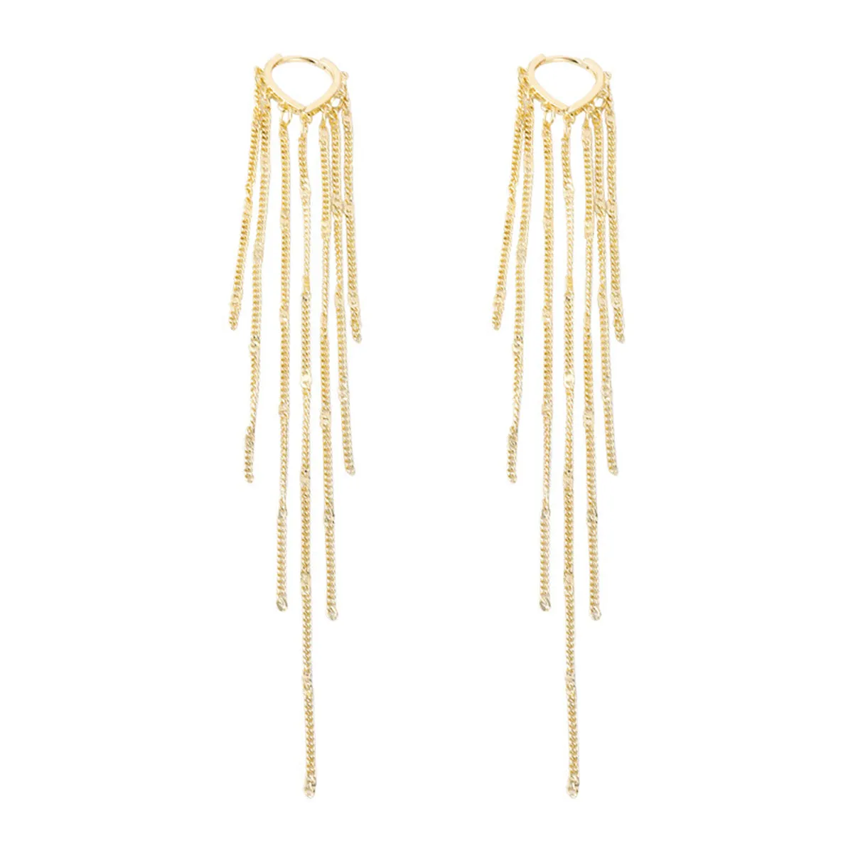 18K Gold-Plated Heart Tassel Huggie Earrings