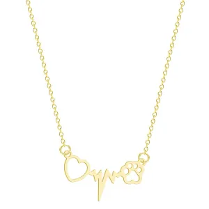 18K Gold-Plated Heartbeat Paw Pendant Necklace