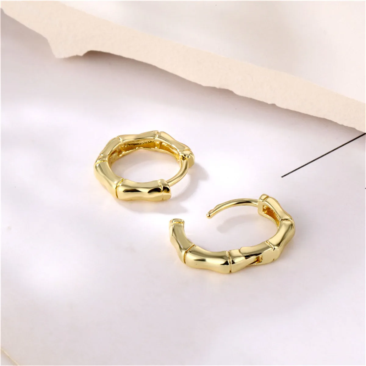18K Gold-Plated Hexagon Huggie Earrings