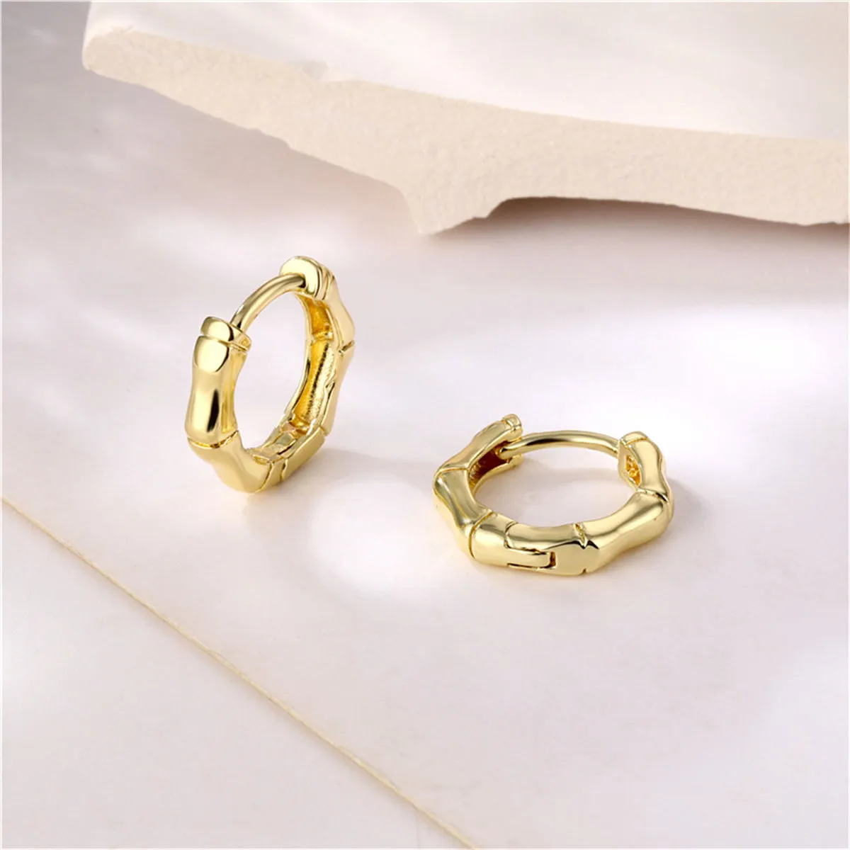 18K Gold-Plated Hexagon Huggie Earrings