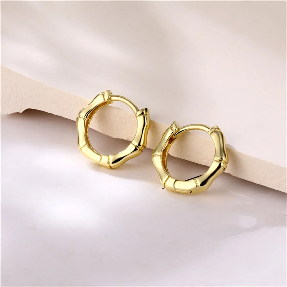 18K Gold-Plated Hexagon Huggie Earrings