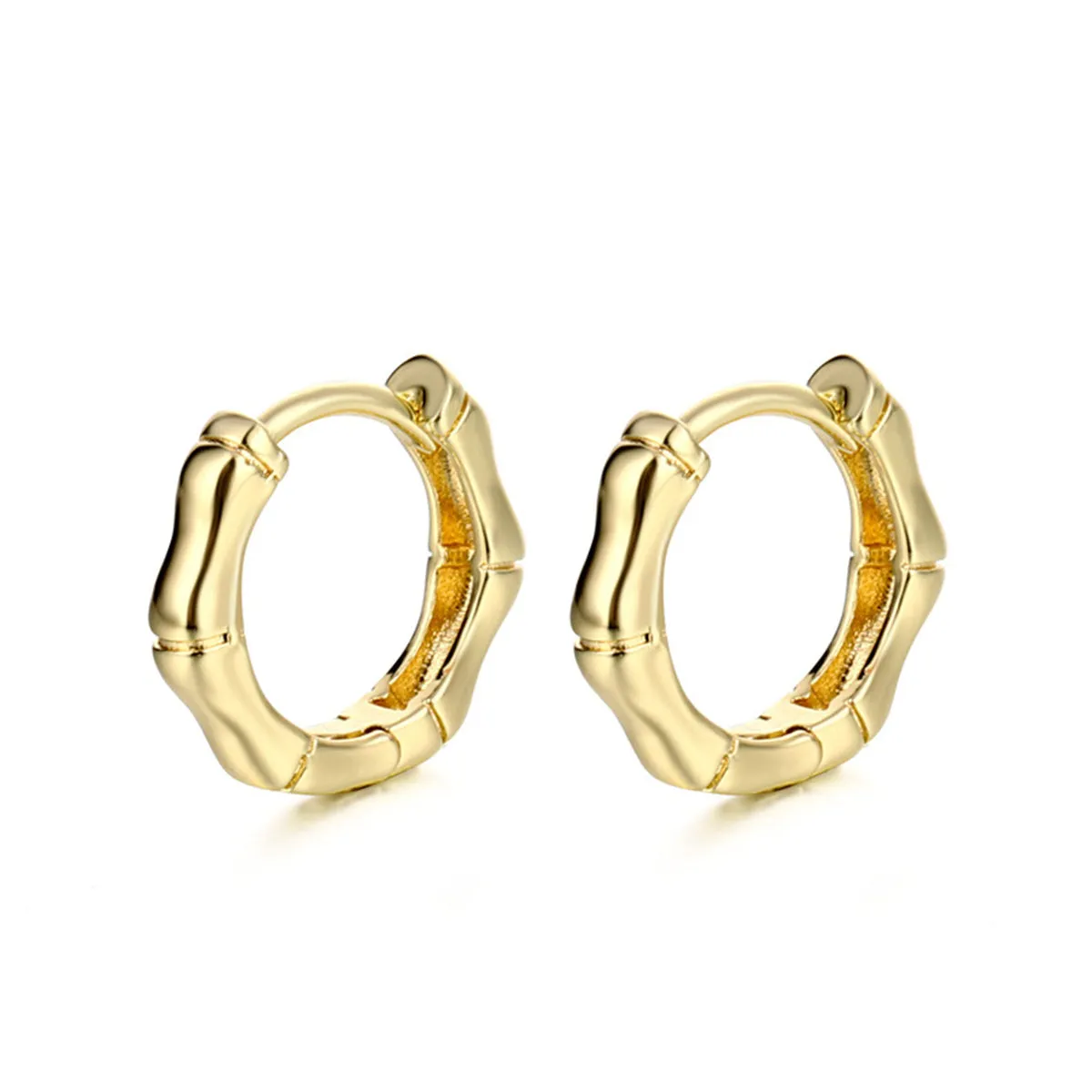 18K Gold-Plated Hexagon Huggie Earrings