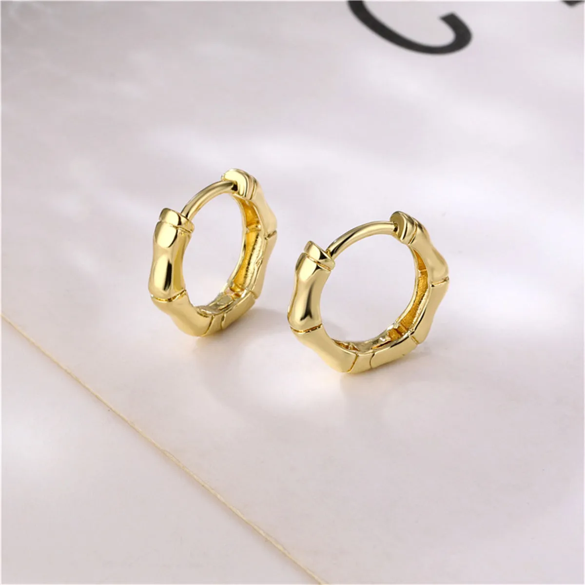 18K Gold-Plated Hexagon Huggie Earrings