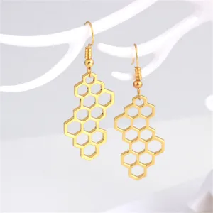 18K Gold-Plated Honeycomb Drop Earrings