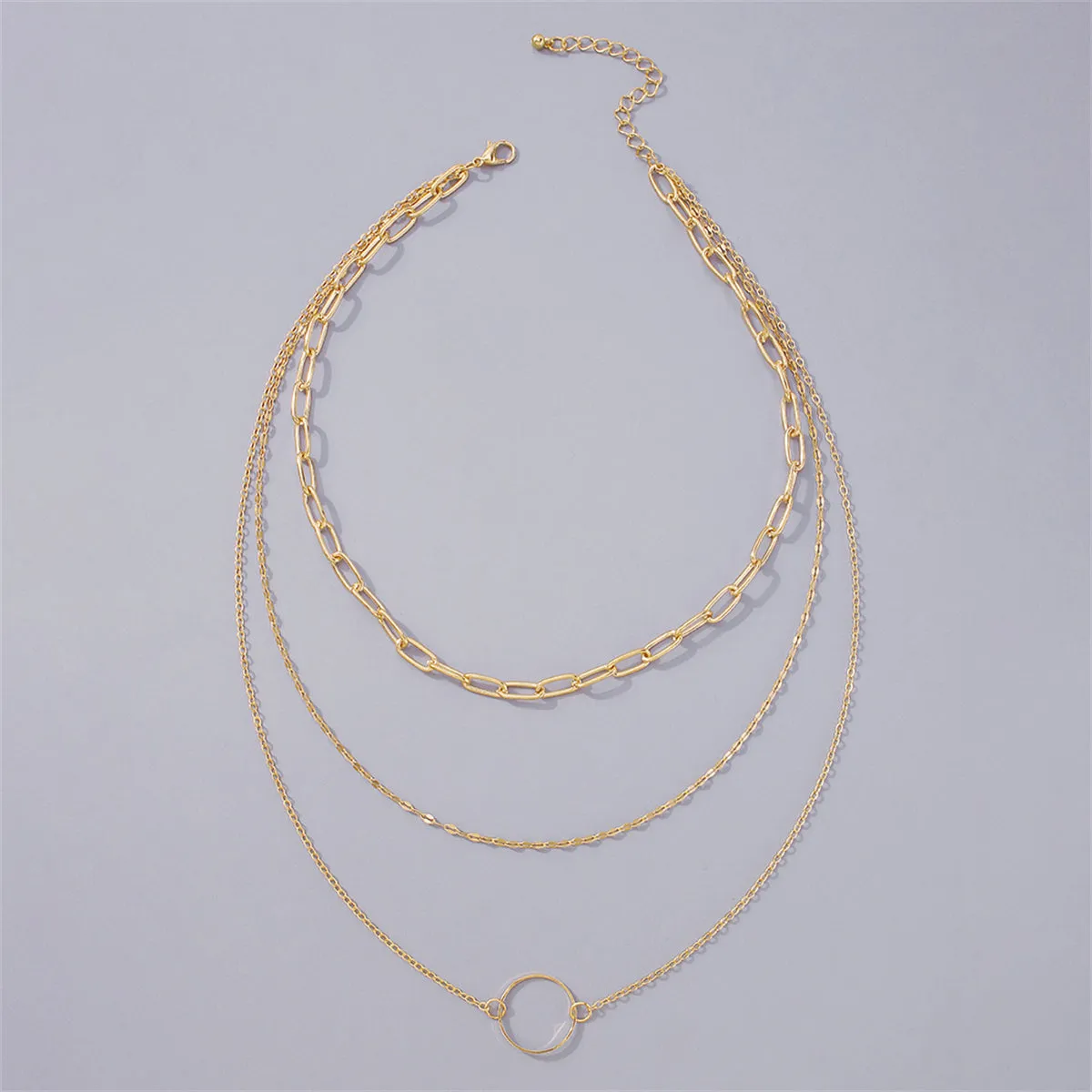 18K Gold-Plated Hoop Pendant Layered Necklace