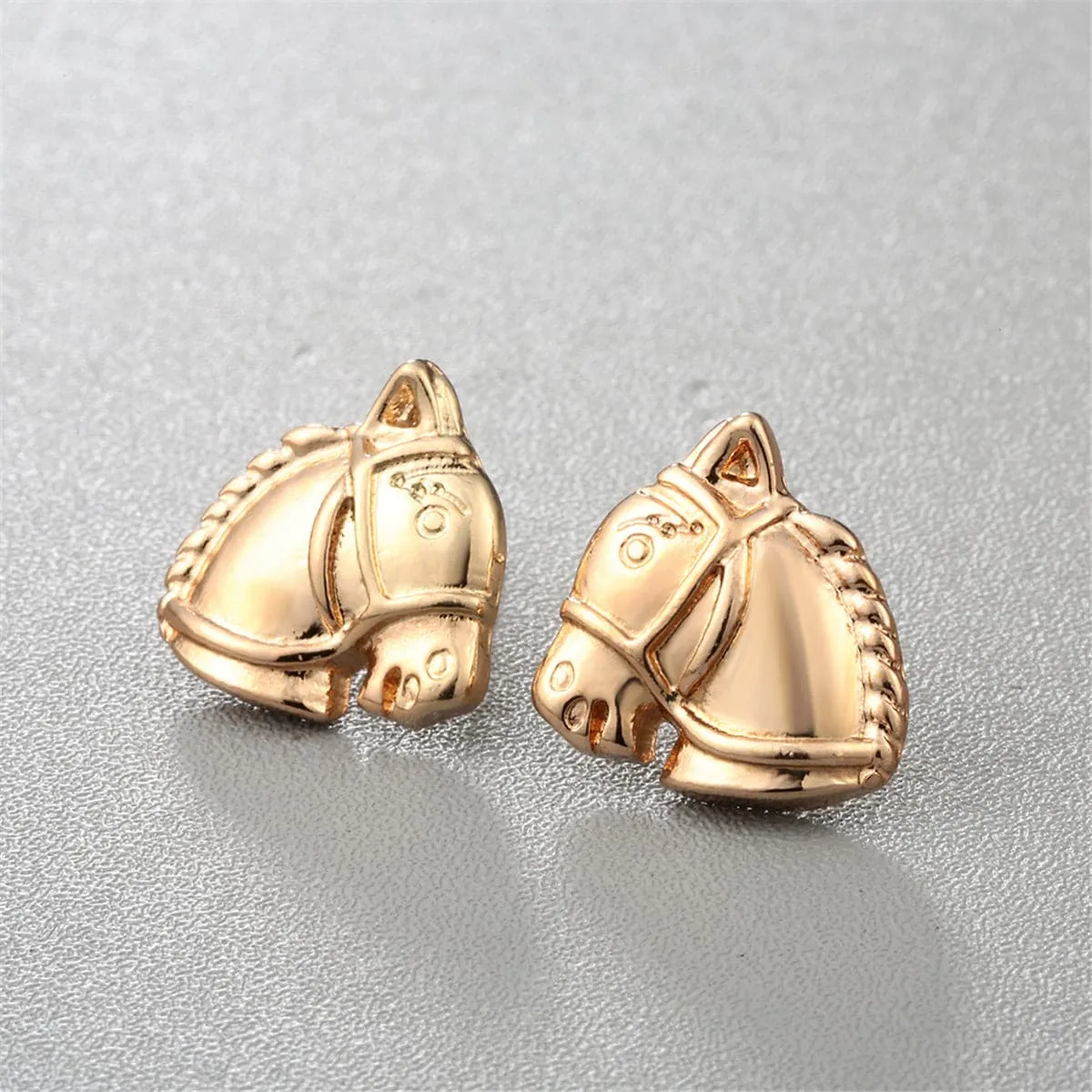 18K Gold-Plated Horse Head Stud Earrings
