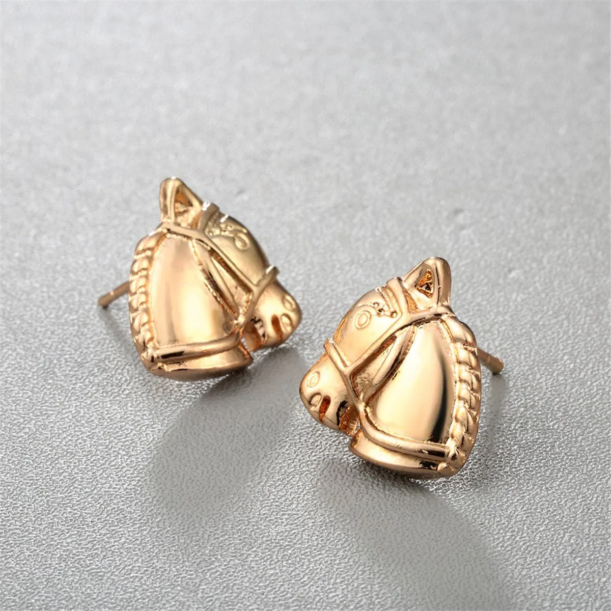 18K Gold-Plated Horse Head Stud Earrings