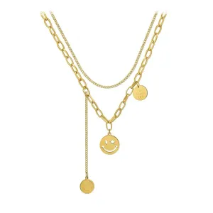 18K Gold-Plated 'I Love You' Smiley Drop Layered Necklace