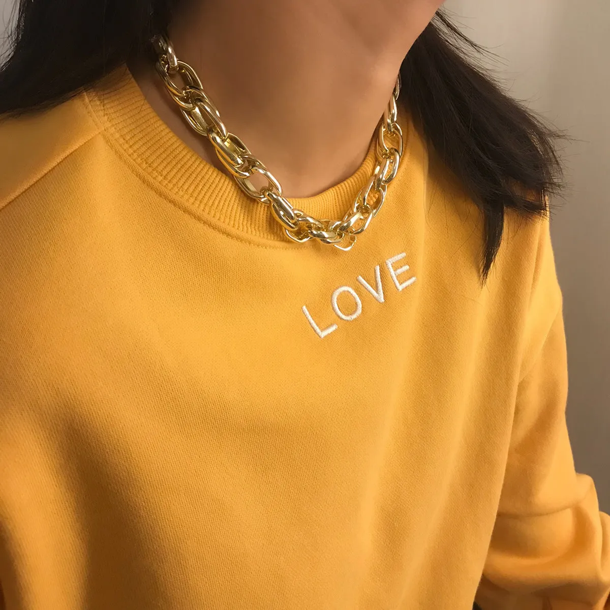 18K Gold-Plated Interlocked Chain Choker Necklace