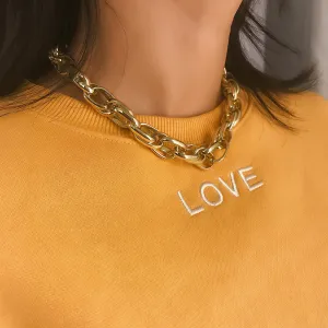 18K Gold-Plated Interlocked Chain Choker Necklace