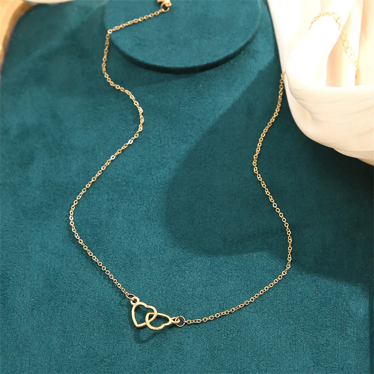 18K Gold-Plated Interlocked Open Heart Pendant Necklace