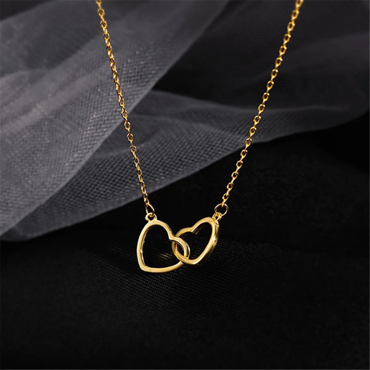18K Gold-Plated Interlocking Heart Pendant Necklace