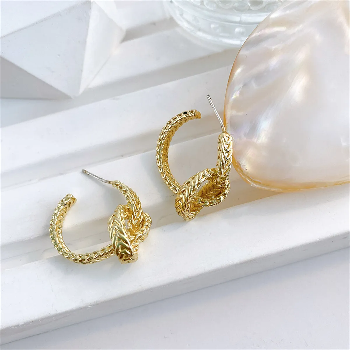 18K Gold-Plated Knot Hoop Earrings