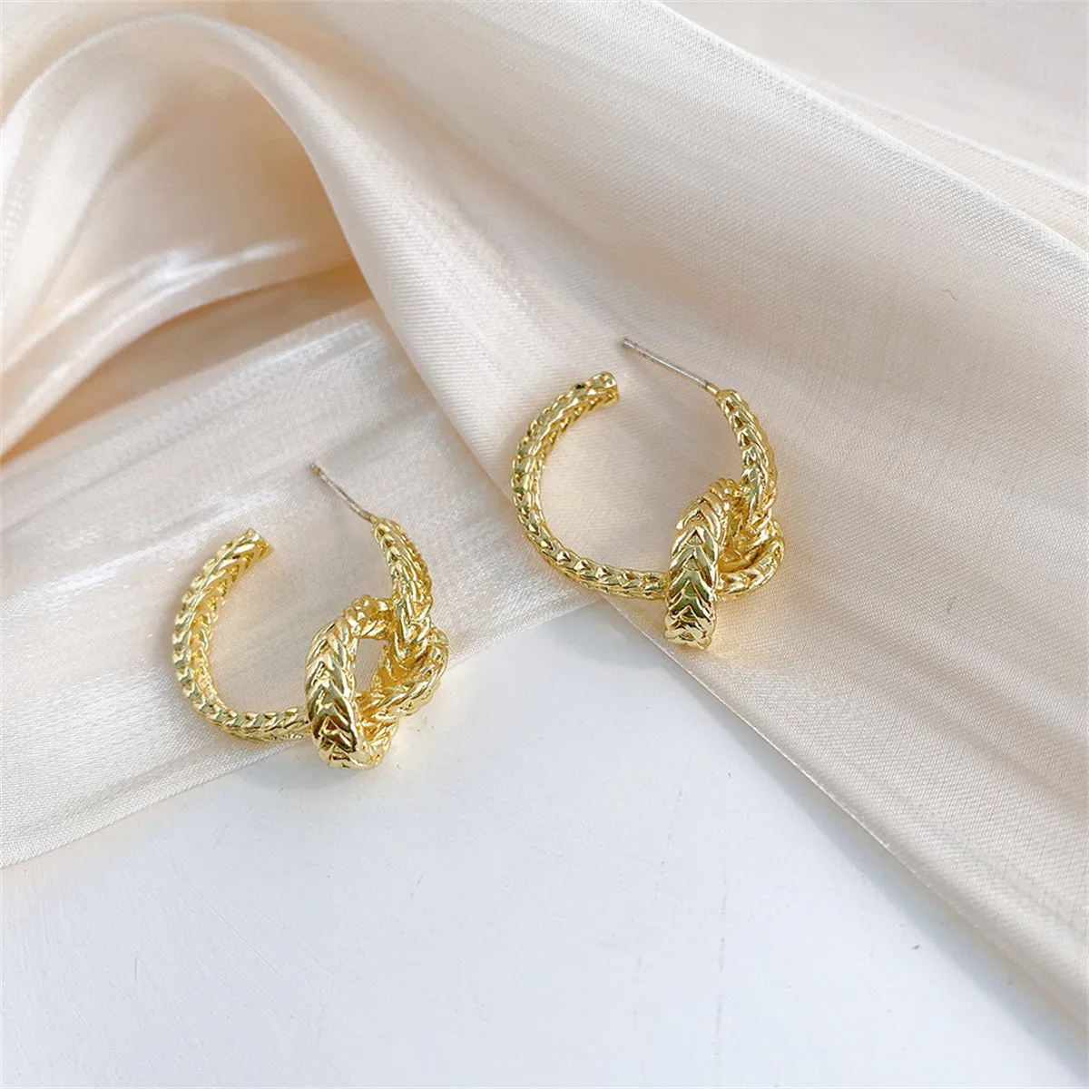 18K Gold-Plated Knot Hoop Earrings