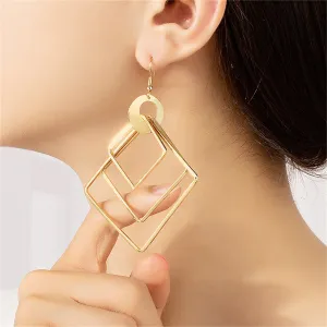 18K Gold-Plated Large Stacked Rhombus Drop Earrings