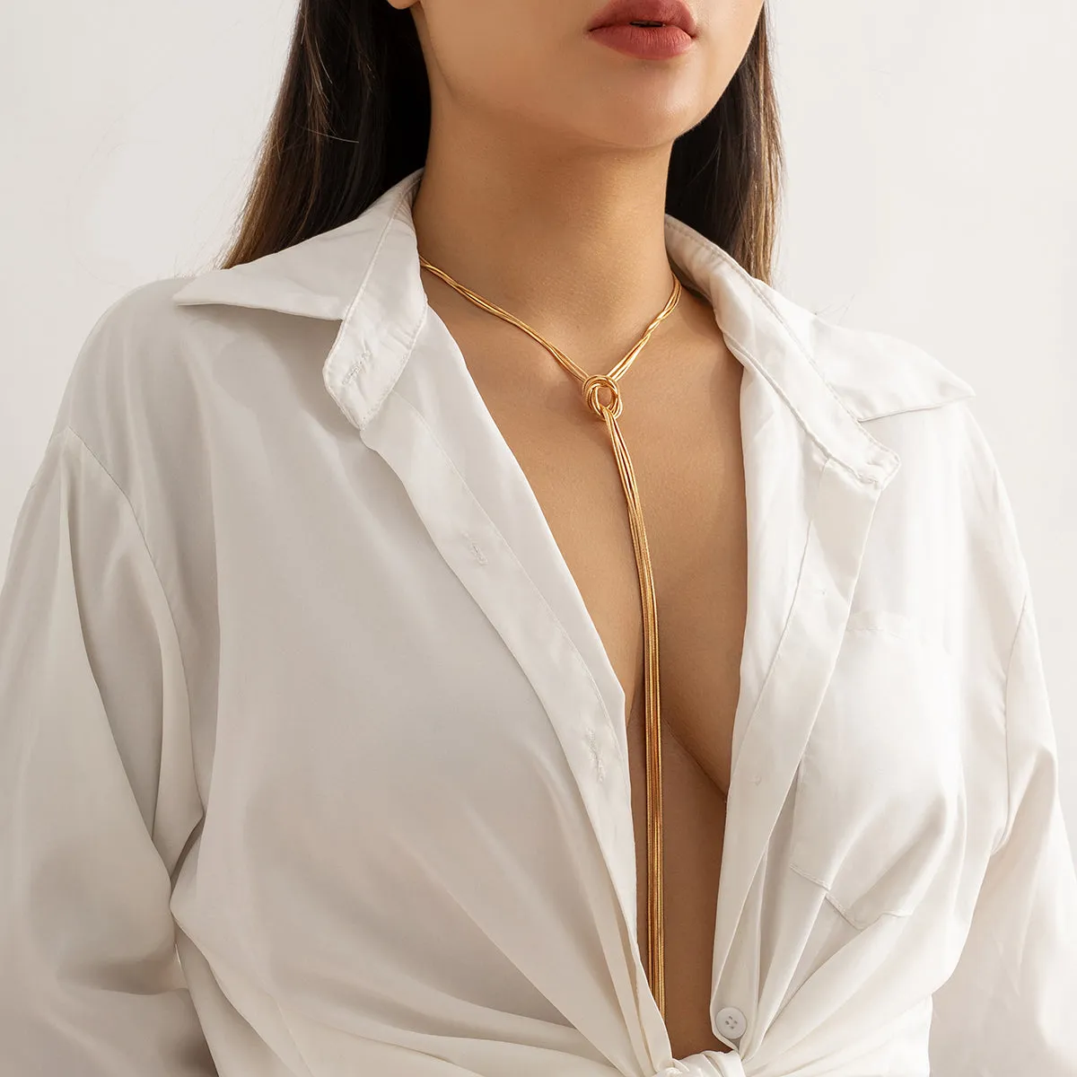 18K Gold-Plated Lariat Necklace