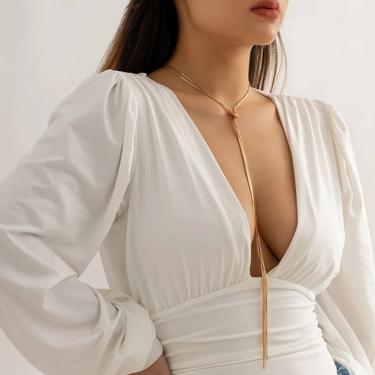 18K Gold-Plated Lariat Necklace