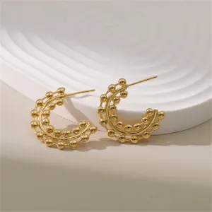 18K Gold-Plated Layered Beaded Huggie Earrings