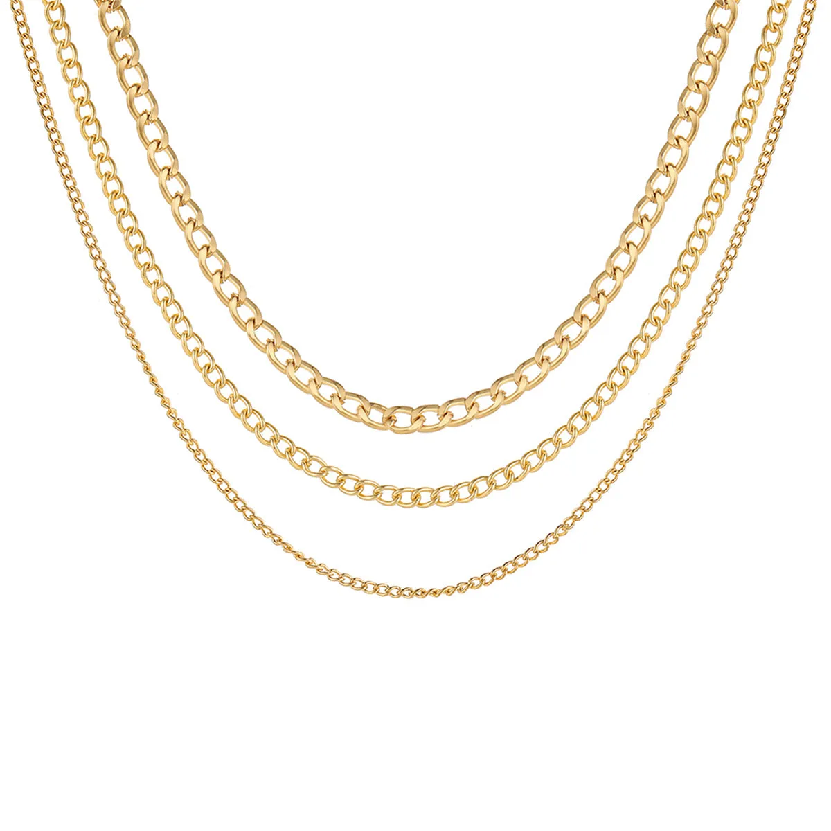 18K Gold-Plated Layered Curb Necklace